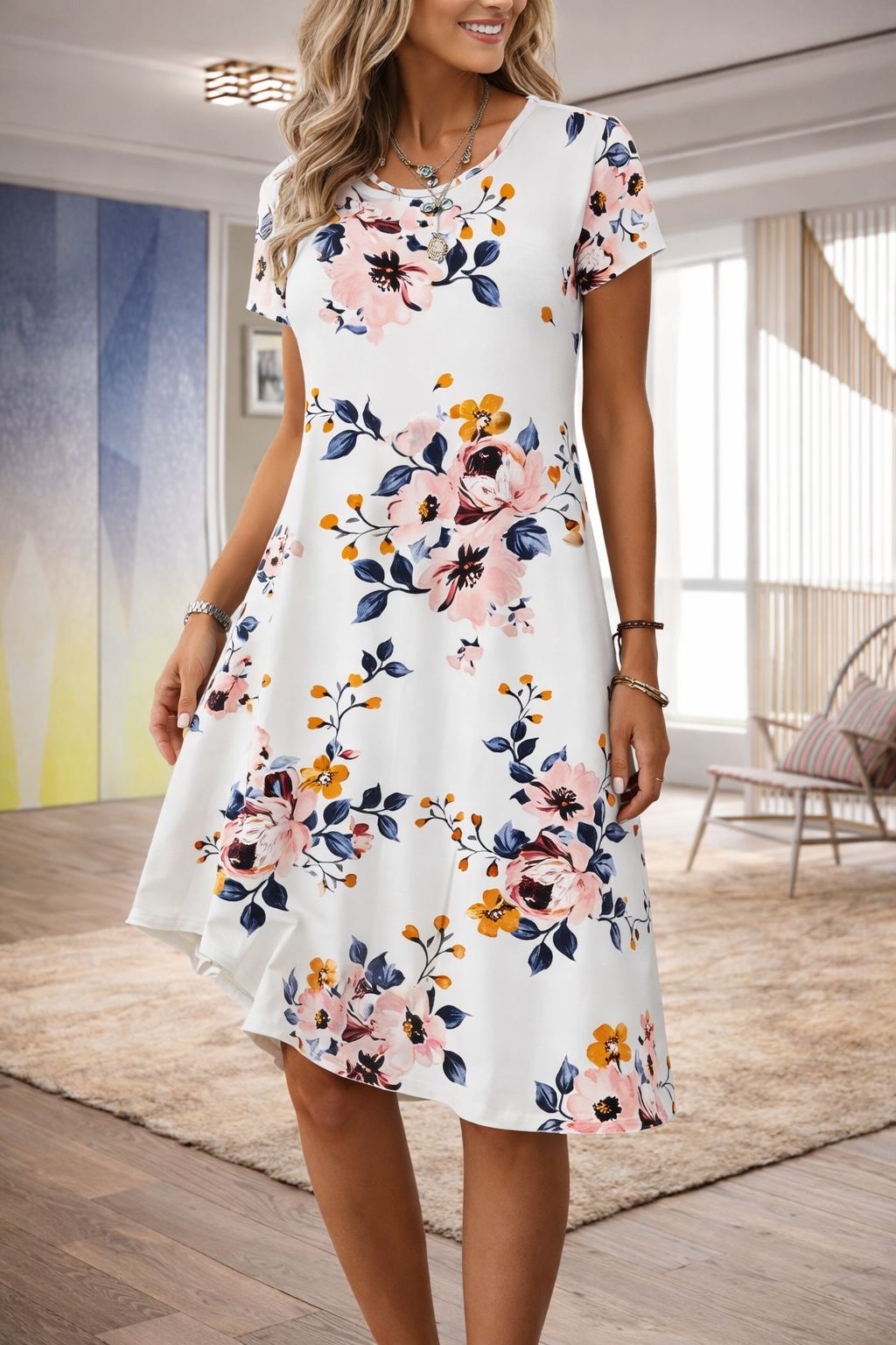 Floral Print Sophie Laurie Summer A-Line Dress