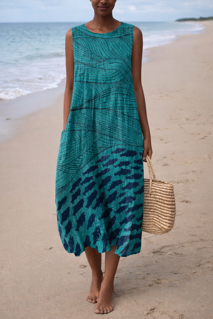Vibrant Sleeveless Print Dress by Sophie Laurie