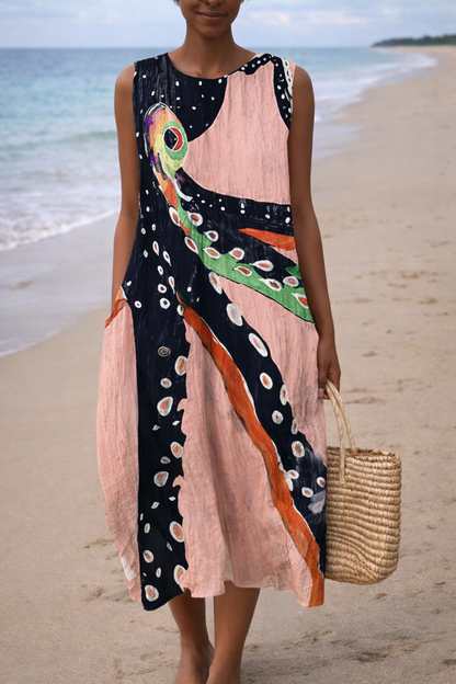 Vibrant Sleeveless Print Dress by Sophie Laurie