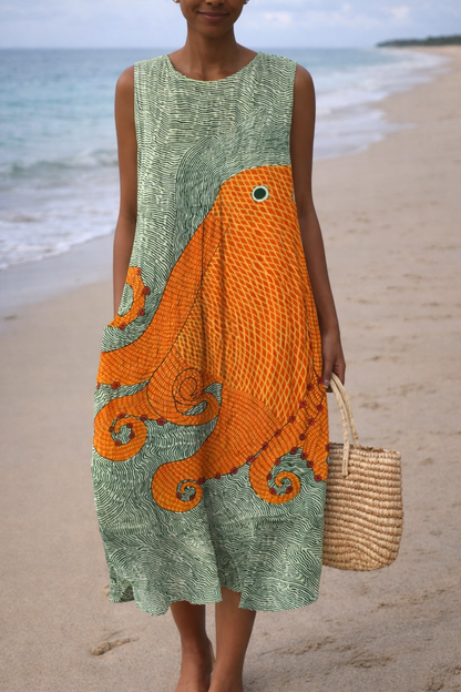 Vibrant Sleeveless Print Dress by Sophie Laurie