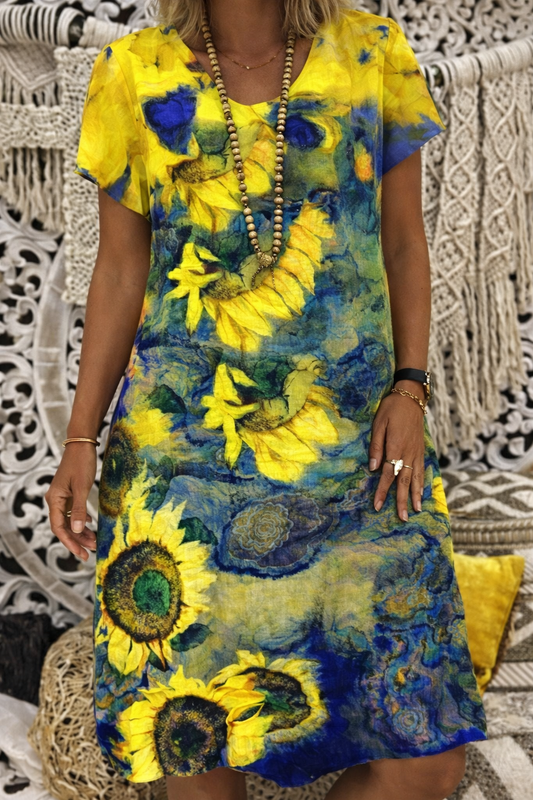 Floral V-Neck Midi Dress by Sophie Laurie