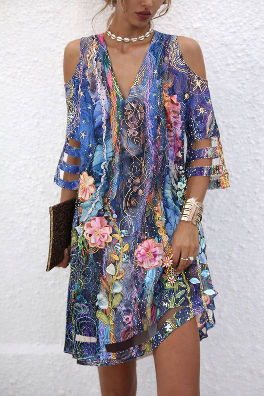 Chic Mesh V-Neck Dress by Sophie Laurie