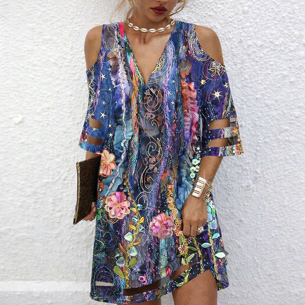 V-Neck Mesh Floral Dress by Sophie Laurie