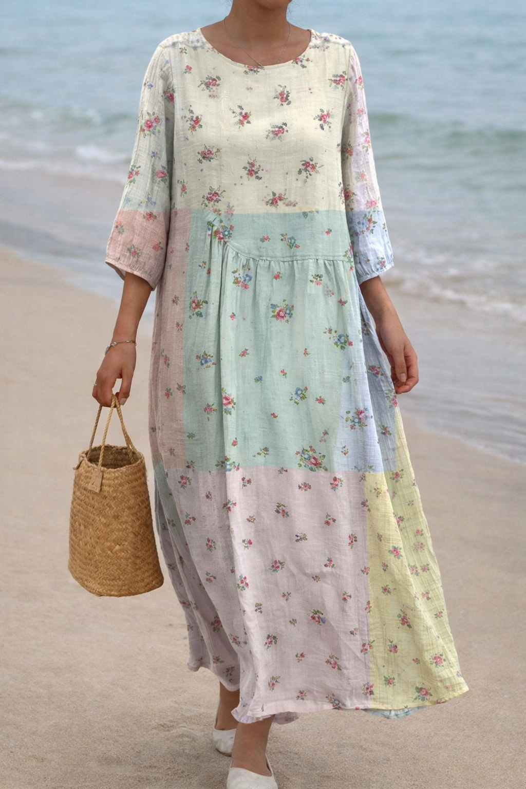Floral Patchwork Sophie Laurie Long Sleeve Dress