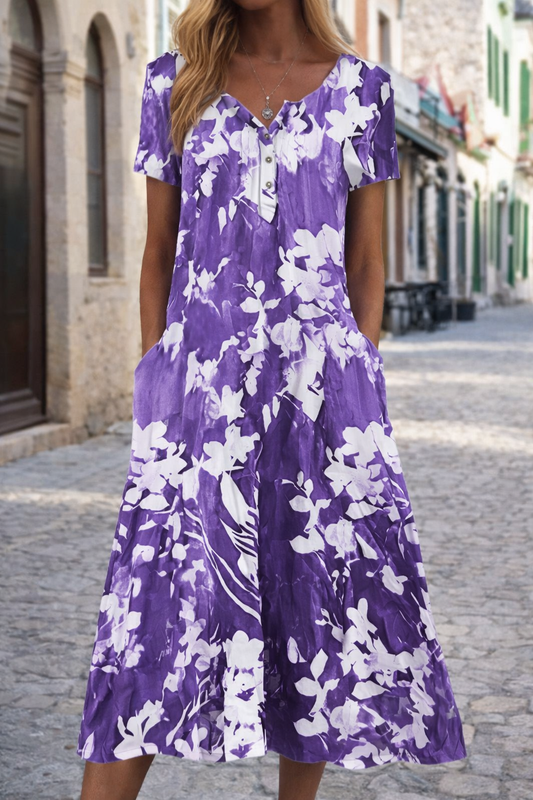Artful 3D Print Dress by Sophie Laurie, Short Sleeve