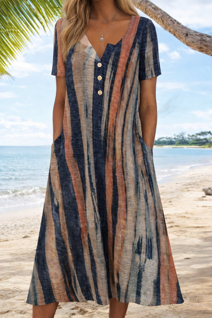 Artful 3D Print Dress by Sophie Laurie, Short Sleeve
