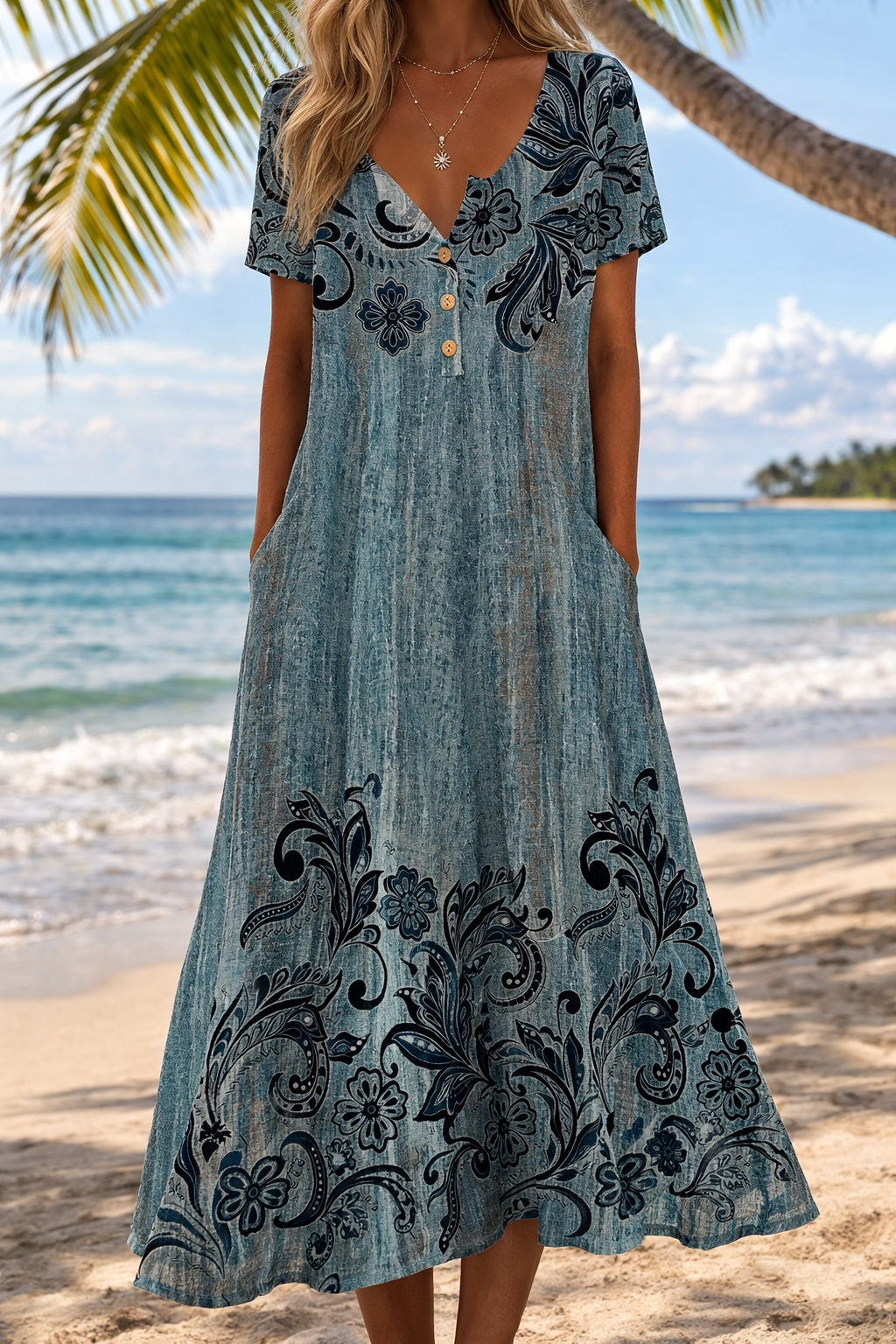 Artful 3D Print Dress by Sophie Laurie, Short Sleeve