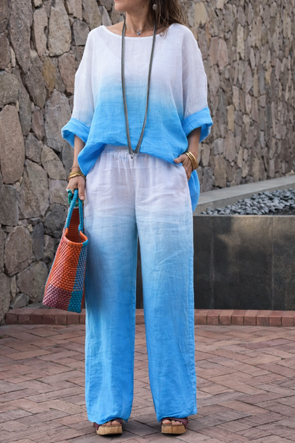 Gradient Linen Two-Piece Set by Sophie Laurie