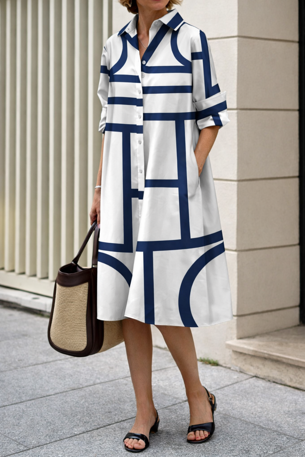 Modern Geometric Sophie Laurie Shirt Dress