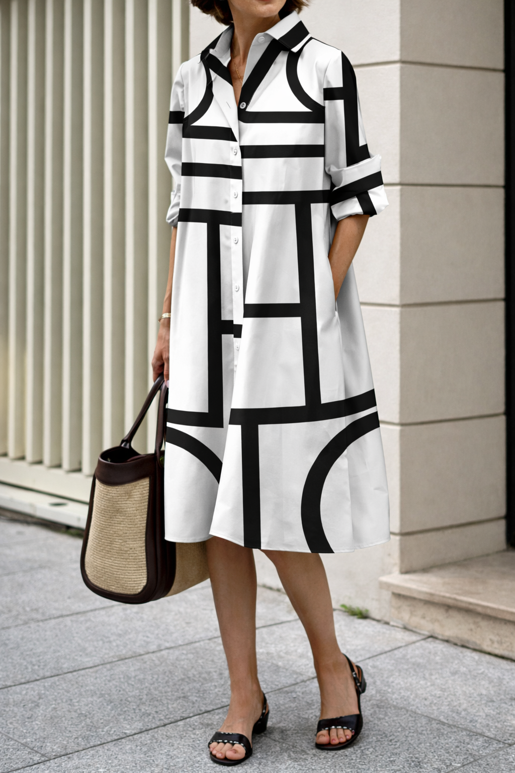 Modern Geometric Sophie Laurie Shirt Dress