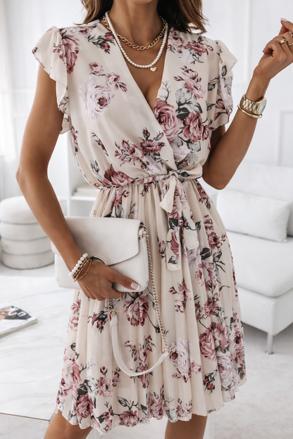 Floral Pleated Midi Dress by Sophie Laurie