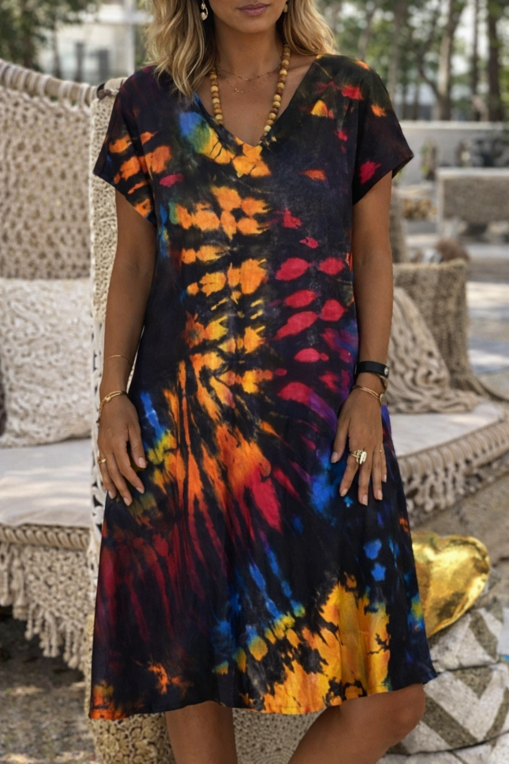 Vibrant V-Neck Everyday Dress by Sophie Laurie