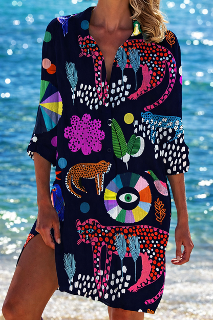 Vibrant Crepe Beach Cover-Up by Sophie Laurie