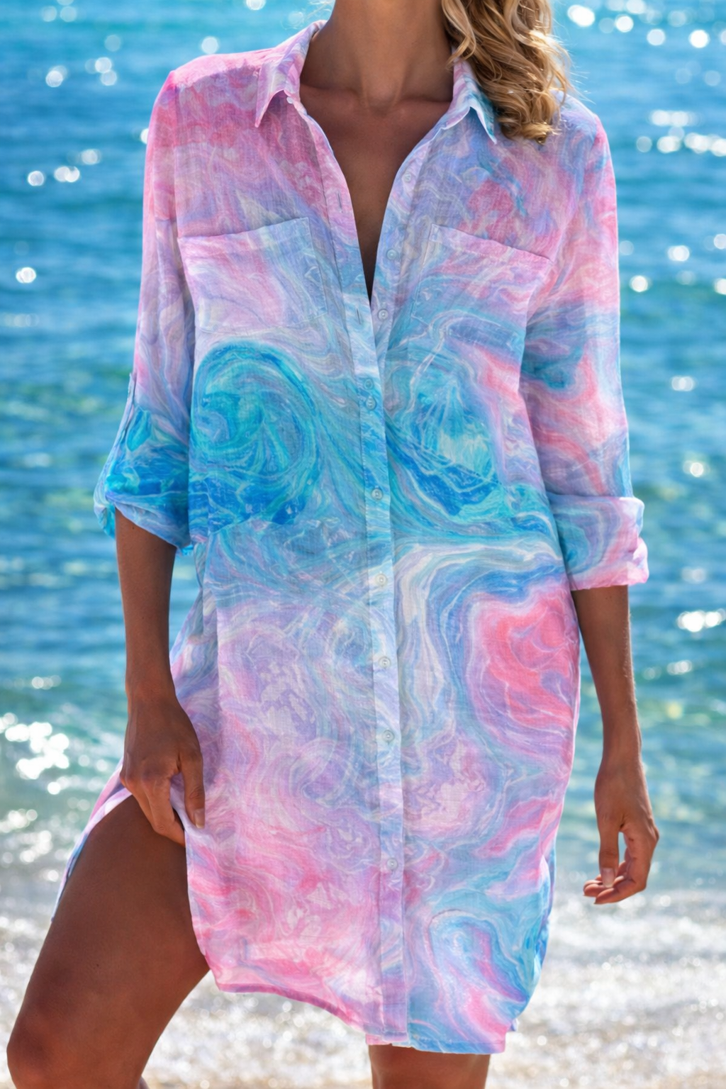 Vibrant Crepe Beach Cover-Up by Sophie Laurie