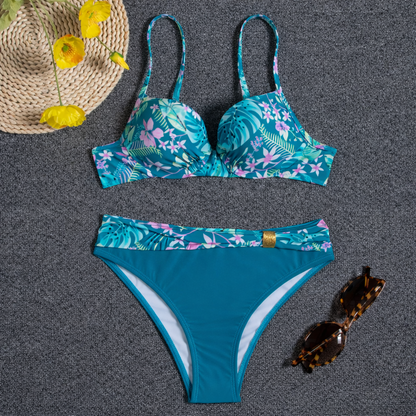 Floral Gathered Sophie Laurie Backless Bikini Set