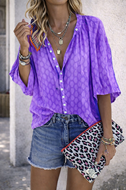 Chic Print Lantern Sleeve Shirt by Sophie Laurie