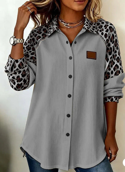 Trendy Printed Lapel Blouse by Sophie Laurie