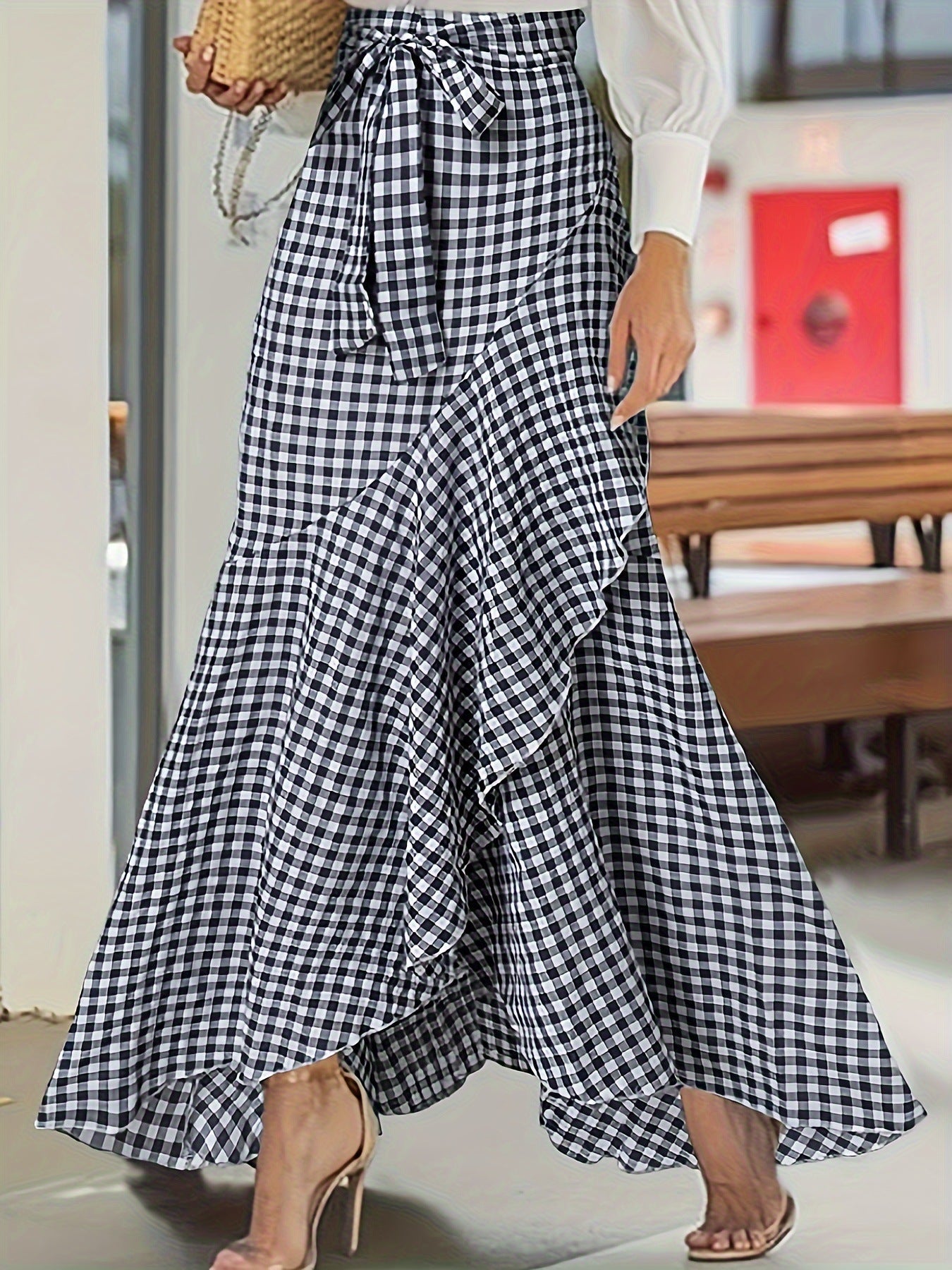 Plaid Ruffle Maxi Skirt by Sophie Laurie