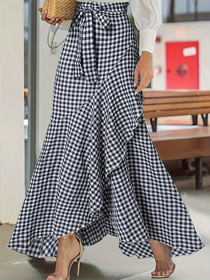 Plaid Ruffle Maxi Skirt by Sophie Laurie