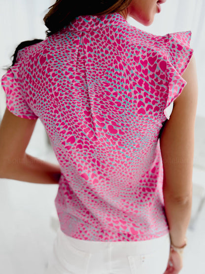 Vibrant Ruffled V-Neck Blouse by Sophie Laurie