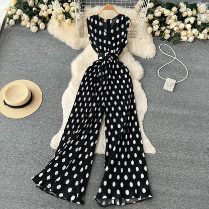 Chic Polka Dot Chiffon Jumpsuit by Sophie Laurie