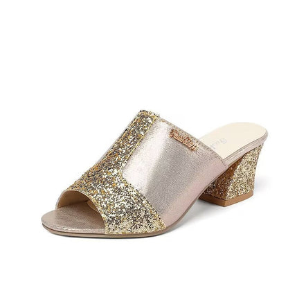 Sparkling Chunky Heel Sophie Laurie Plus Sandals