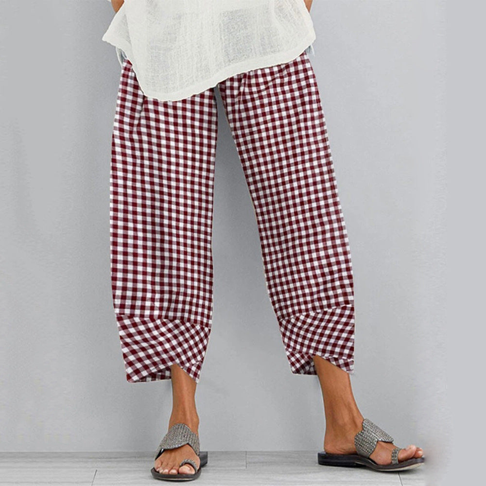 Versatile Checkered Cropped Pants by Sophie Laurie