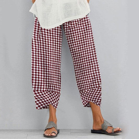 Versatile Checkered Cropped Pants by Sophie Laurie