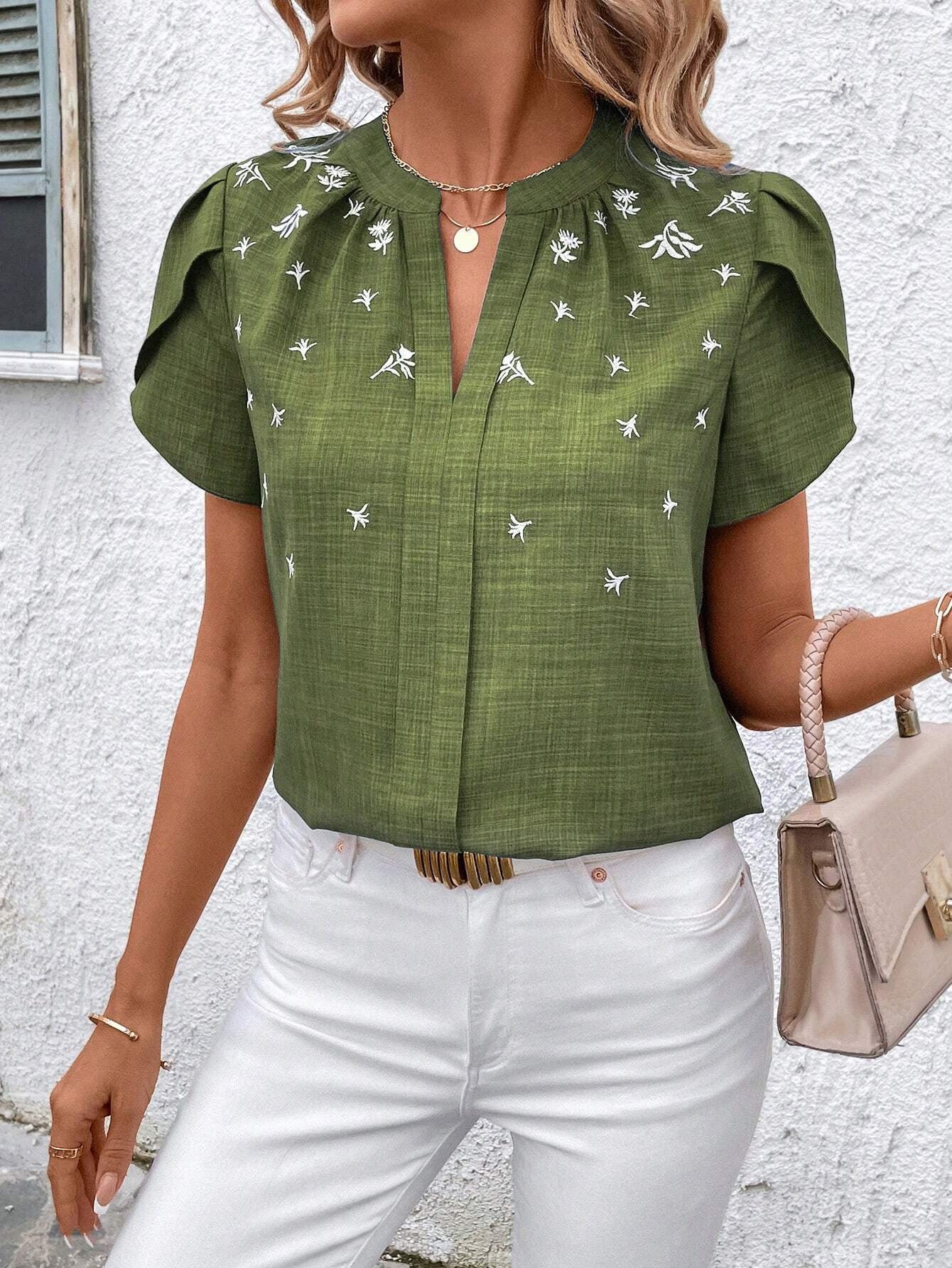 Chic Printed Blouse Sophie Laurie Shoulder Pleat Top