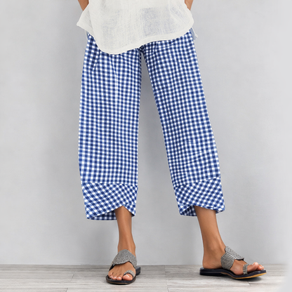 Versatile Checkered Cropped Pants by Sophie Laurie