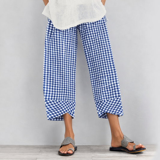 Versatile Checkered Cropped Pants by Sophie Laurie