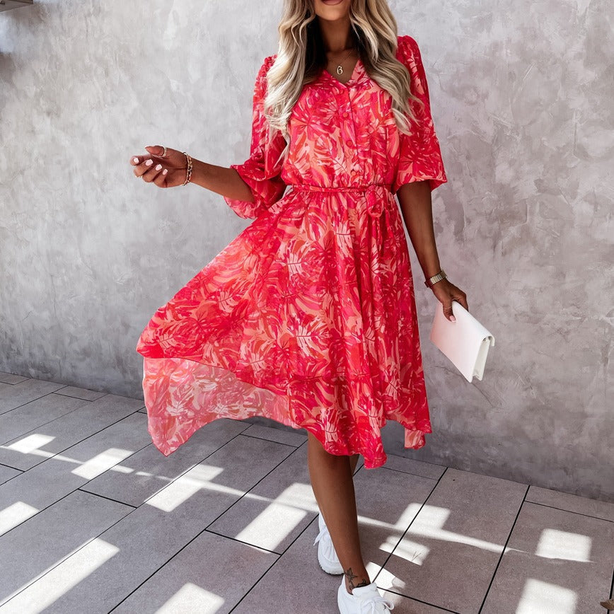 Floral Print Sophie Laurie Irregular Midi Dress