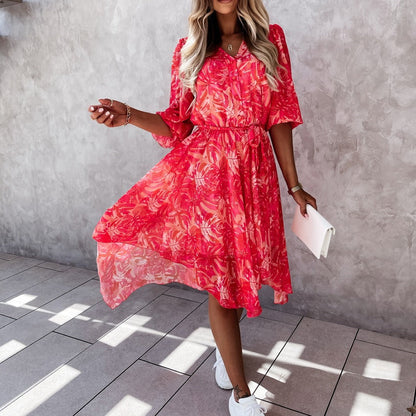 Floral Print Sophie Laurie Irregular Midi Dress