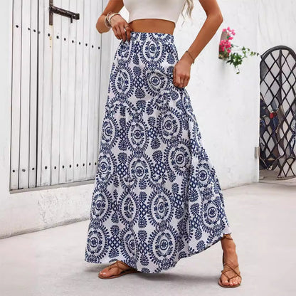 Blue Porcelain Print Sophie Laurie Swing Skirt