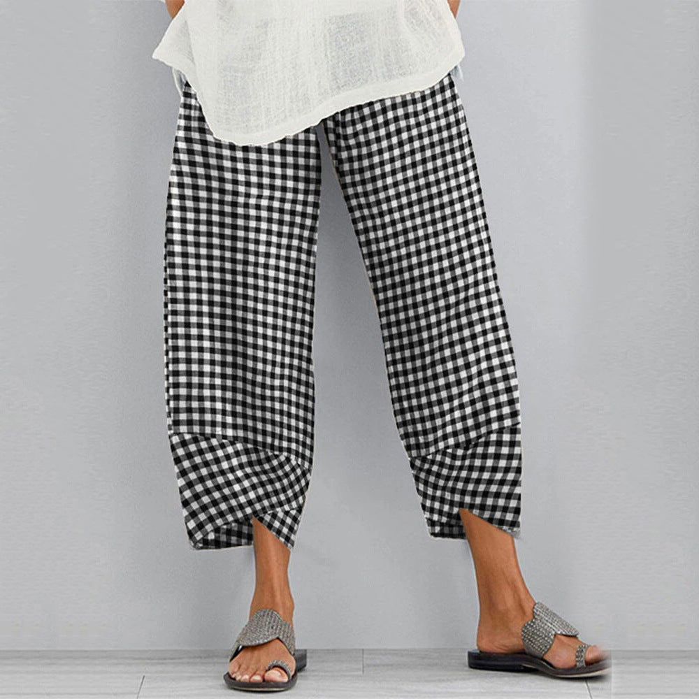 Versatile Checkered Cropped Pants by Sophie Laurie