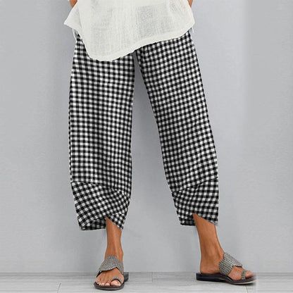 Versatile Checkered Cropped Pants by Sophie Laurie