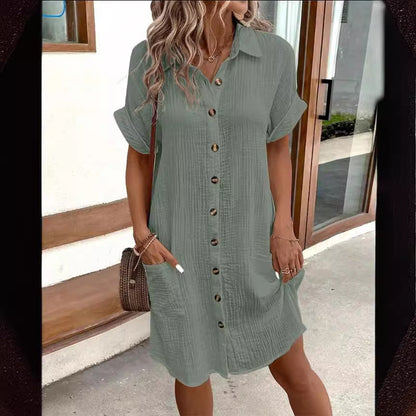 Chic Short Sleeve Shirt Dress by Sophie Laurie