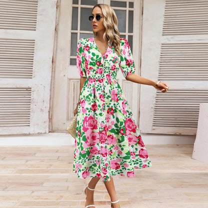 Bohemian Floral V-Neck Dress by Sophie Laurie