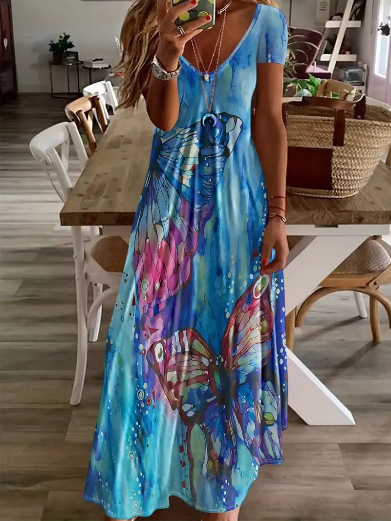 Bohemian Butterfly Print Sophie Laurie Maxi Dress