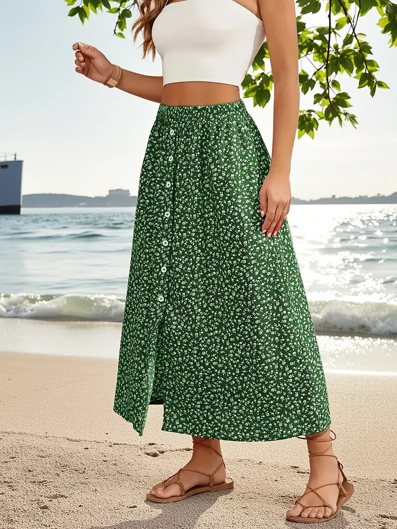 Pastoral Floral A-Line Skirt by Sophie Laurie