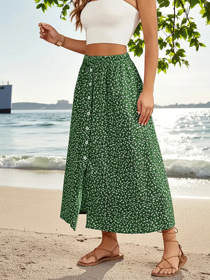 Pastoral Floral A-Line Skirt by Sophie Laurie