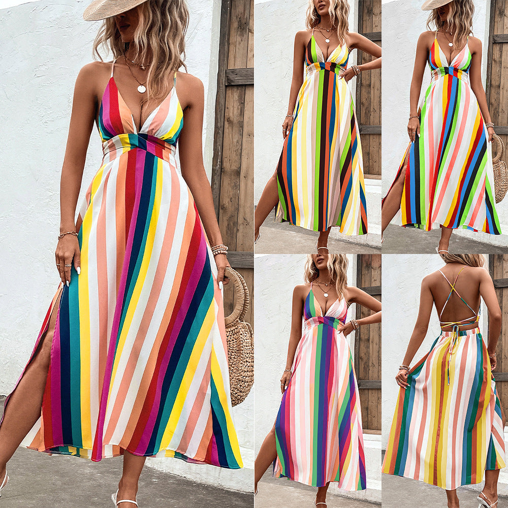 Vibrant Rainbow Stripe Dress Sophie Laurie