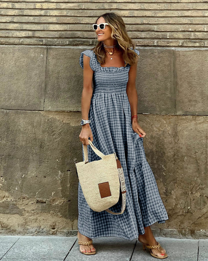 Plaid Ruffle Maxi Dress by Sophie Laurie