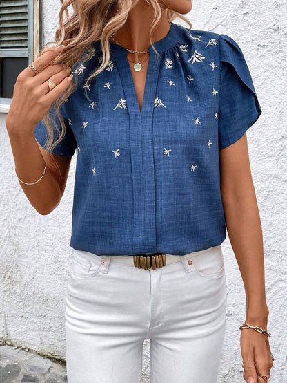 Chic Printed Blouse Sophie Laurie Shoulder Pleat Top