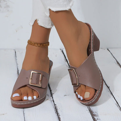 Chic Buckle High Heel Sandals by Sophie Laurie