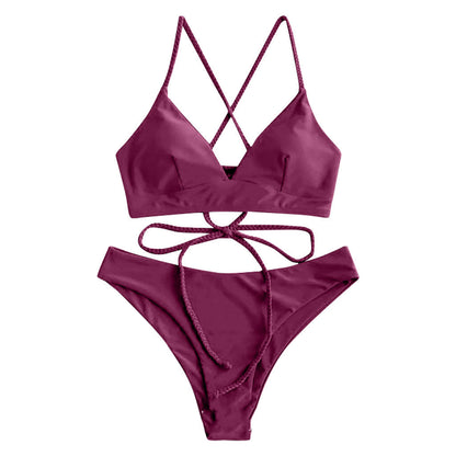 Strappy Solid Bikini by Sophie Laurie