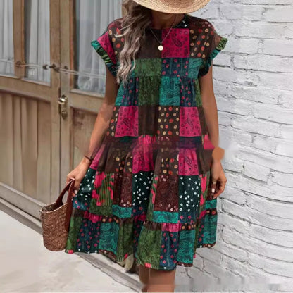 Boho Patchwork Sophie Laurie Summer Midi Dress