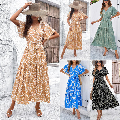 Chic Geometric Sophie Laurie Short Sleeve Midi Dress