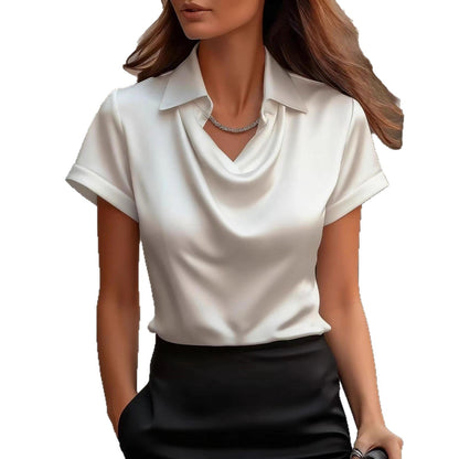 Chic Satin Boat-Neck Blouse by Sophie Laurie