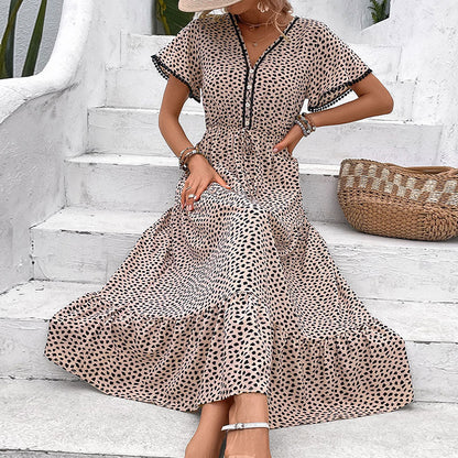 Leopard Print V-Neck Dress Sophie Laurie